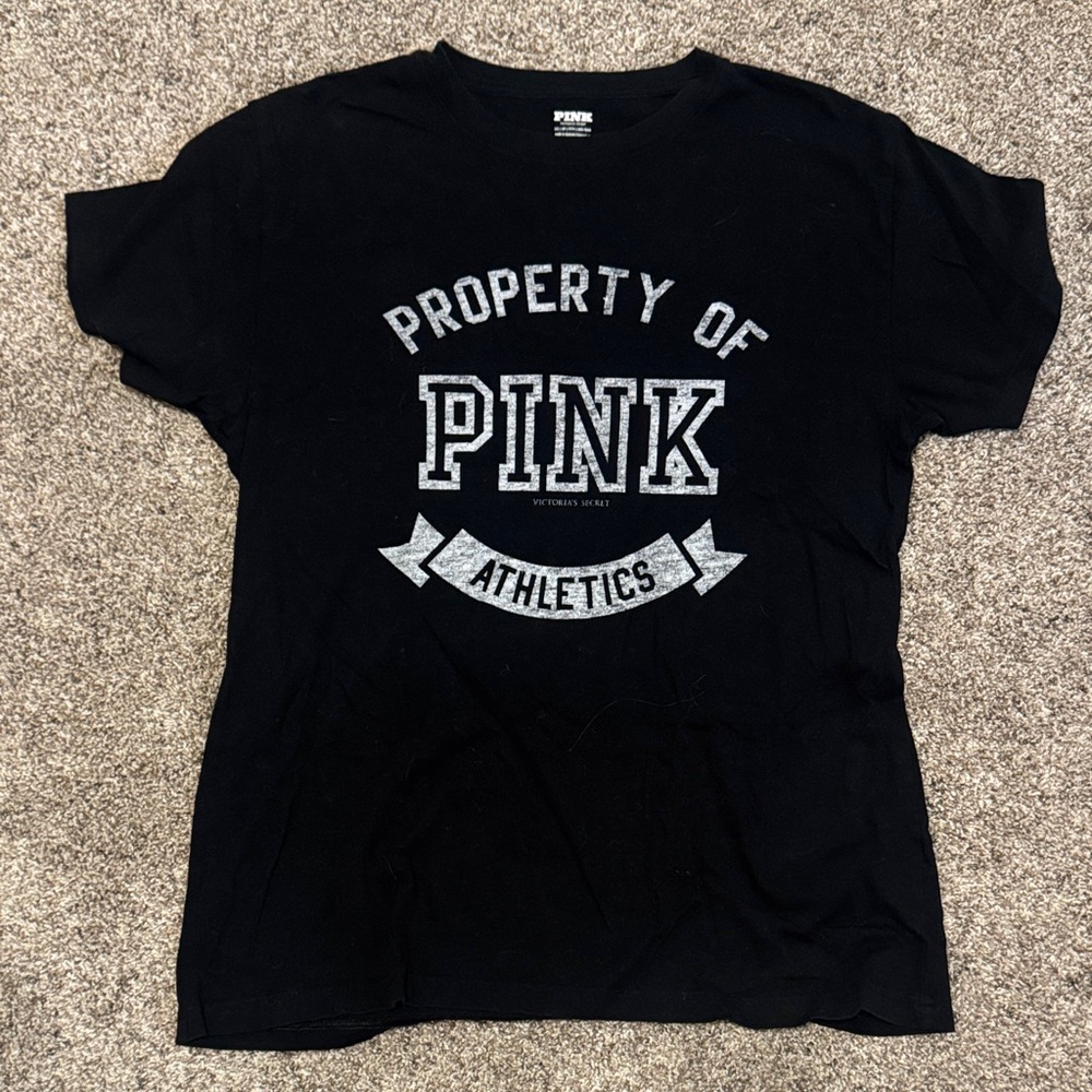 PINK Victoria's Secret Black Tee with White Print